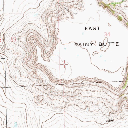 Topographic Map of East Rainy Butte, ND