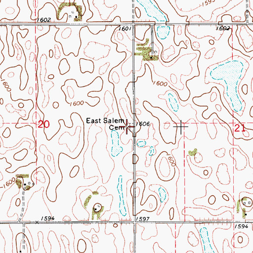 Topographic Map of East Salem Cemetery, ND