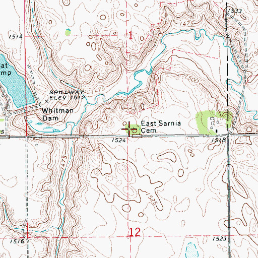 Topographic Map of East Sarnia Lutheran Cemetery, ND