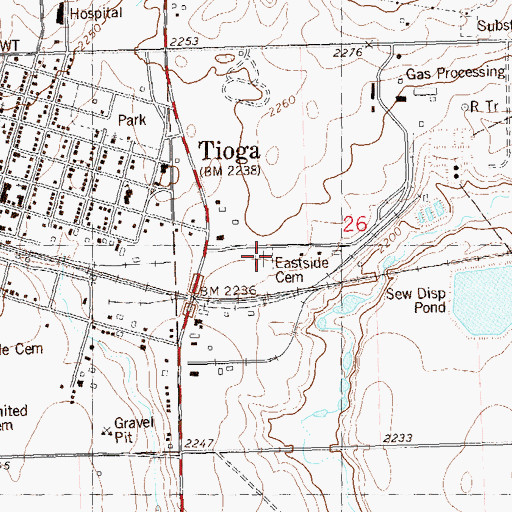 Topographic Map of Eastside Cemetery, ND
