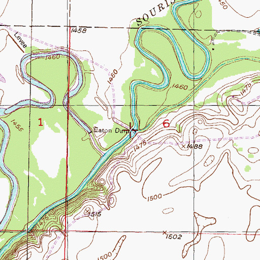 Topographic Map of Eaton Dam, ND