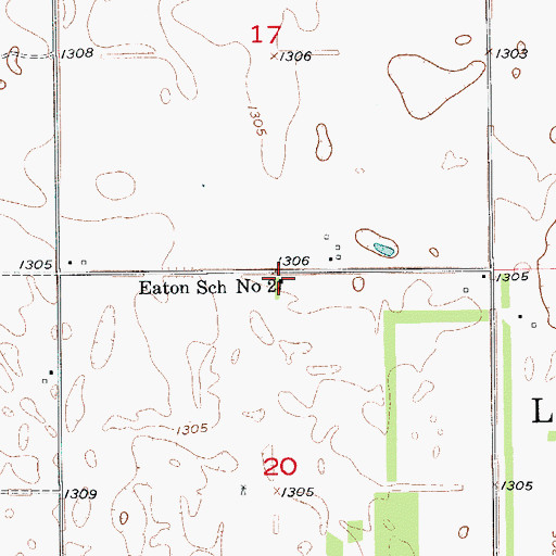Topographic Map of Eaton School Number 2, ND