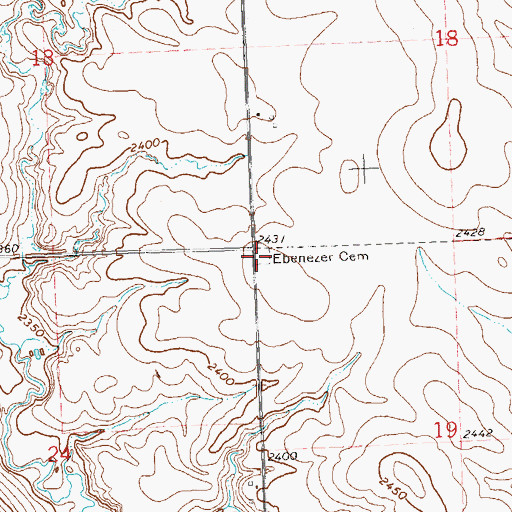 Topographic Map of Ebenezer Cemetery, ND
