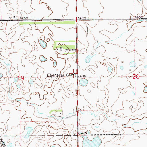 Topographic Map of Ebenezer Cemetery, ND