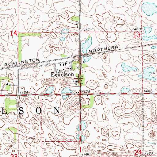 Topographic Map of Eckelson, ND
