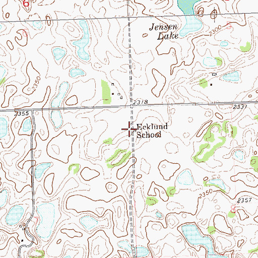 Topographic Map of Ecklund School, ND