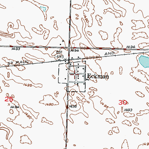 Topographic Map of Eckman, ND