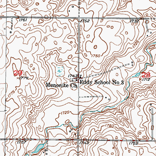 Topographic Map of Eddy School Number 3, ND