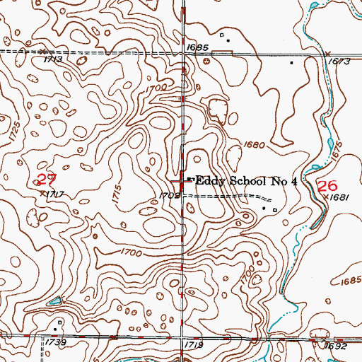 Topographic Map of Eddy School Number 4, ND