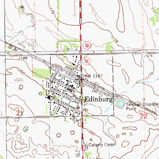 Topographic Map of Edinburg, ND