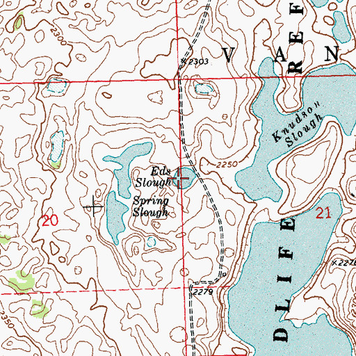 Topographic Map of Eds Slough, ND