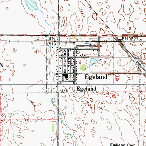 Topographic Map of Egeland, ND