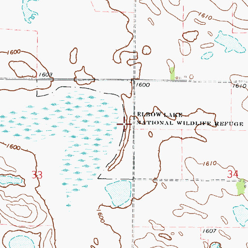 Topographic Map of Elbow Lake National Wildlife Refuge, ND