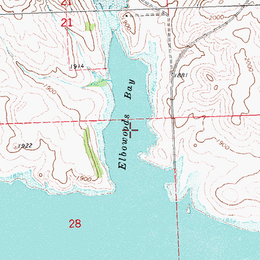 Topographic Map of Elbowoods Bay, ND