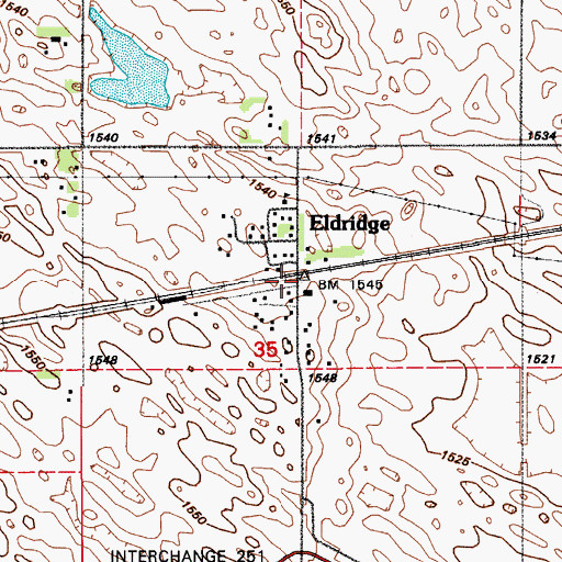 Topographic Map of Eldridge, ND