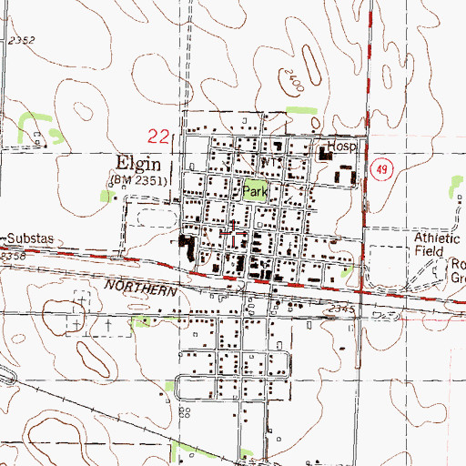 Topographic Map of Elgin, ND