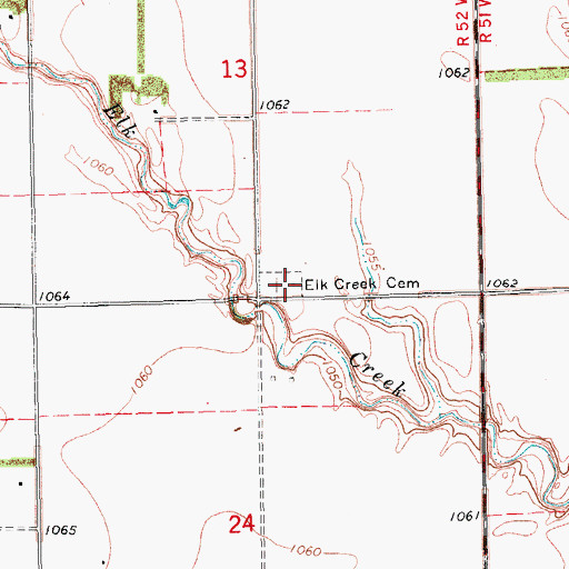 Topographic Map of Elk Creek Cemetery, ND
