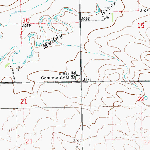 Topographic Map of Ellisville Community Building, ND