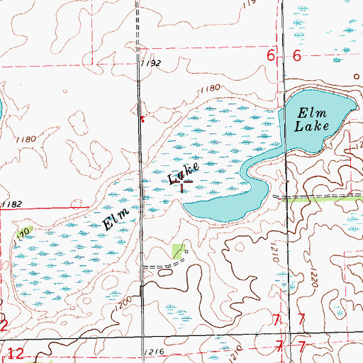 Topographic Map of Elm Lake, ND