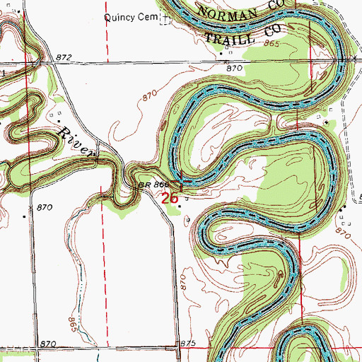 Topographic Map of Elm River, ND