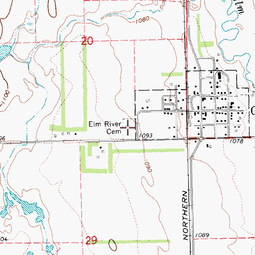 Topographic Map of Elm River Cemetery, ND
