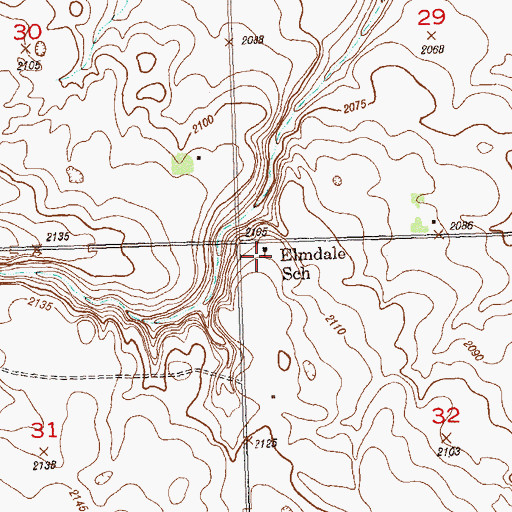 Topographic Map of Elmdale School, ND