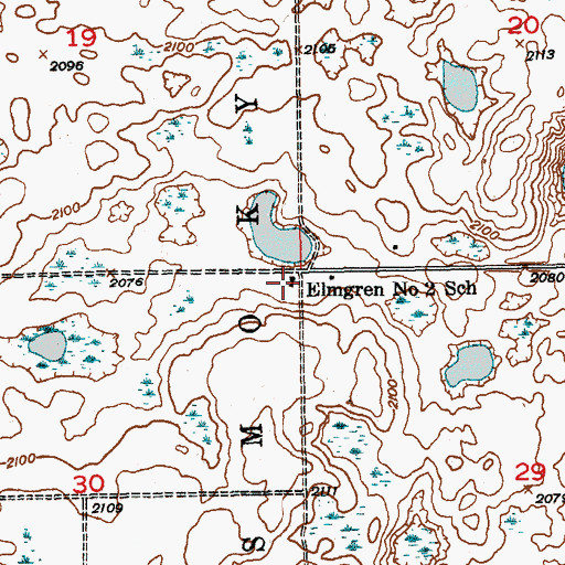 Topographic Map of Elmgren Number 2 School, ND