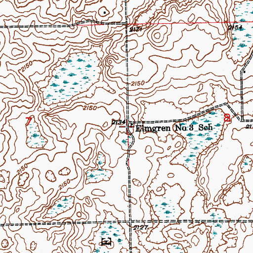 Topographic Map of Elmgren Number 3 School, ND