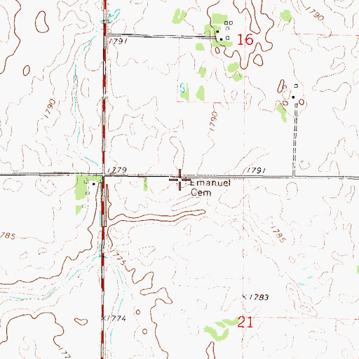 Topographic Map of Emanuel Cemetery, ND