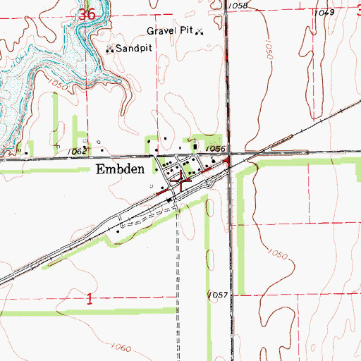 Topographic Map of Embden, ND