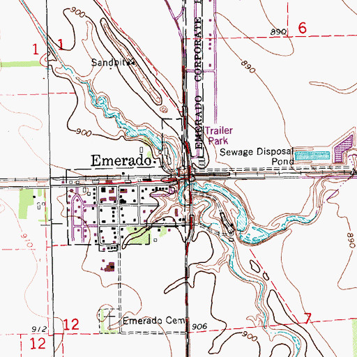 Topographic Map of Emerado, ND