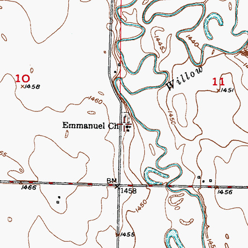 Topographic Map of Emmanuel Church, ND