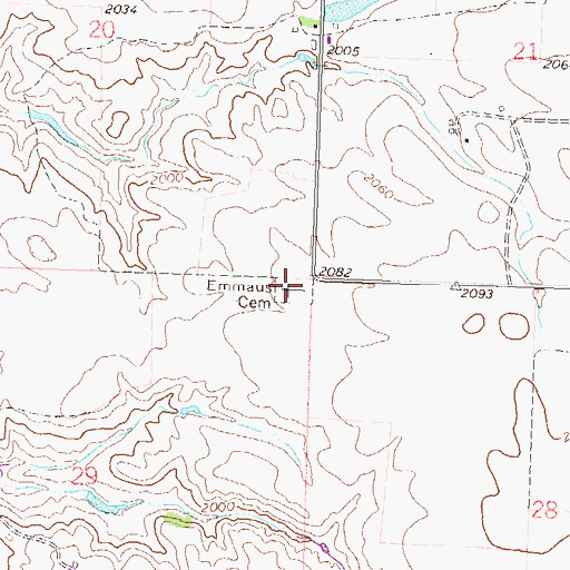 Topographic Map of Emmaus Cemetery, ND