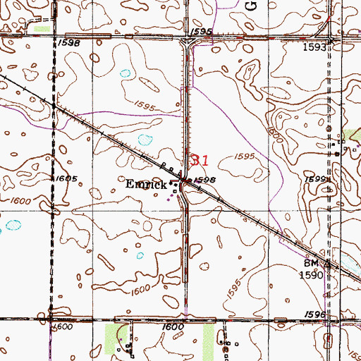 Topographic Map of Emrick, ND
