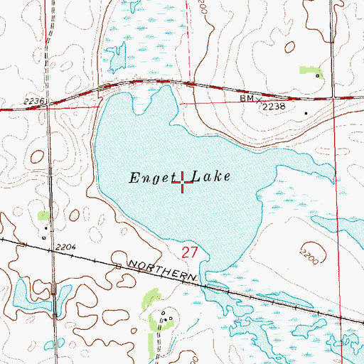 Topographic Map of Enget Lake, ND
