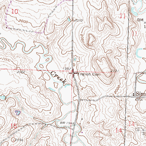 Topographic Map of English Cemetery (historical), ND