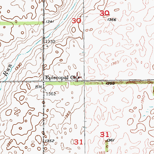 Topographic Map of Episcopal Church, ND