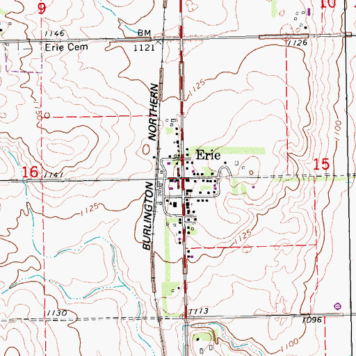 Topographic Map of Erie, ND