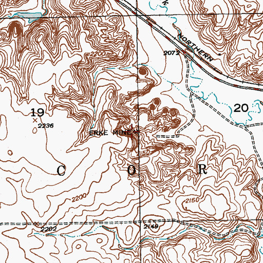 Topographic Map of Erke Mine, ND