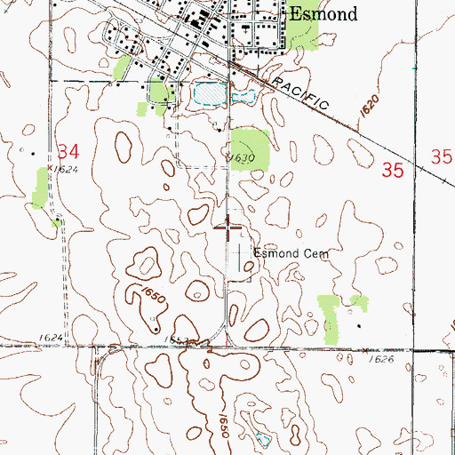 Topographic Map of Trinity Lutheran Cemetery, ND