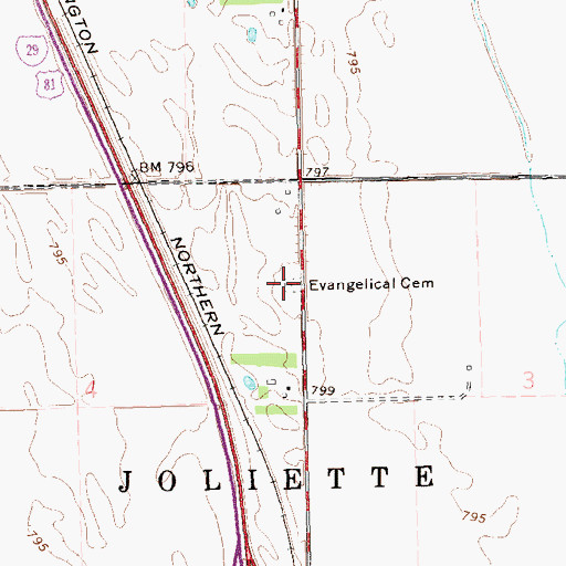 Topographic Map of McArthur Cemetery, ND