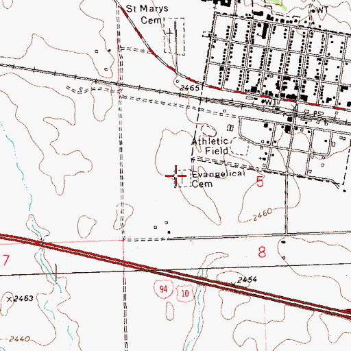 Topographic Map of Evangelical Cemetery, ND