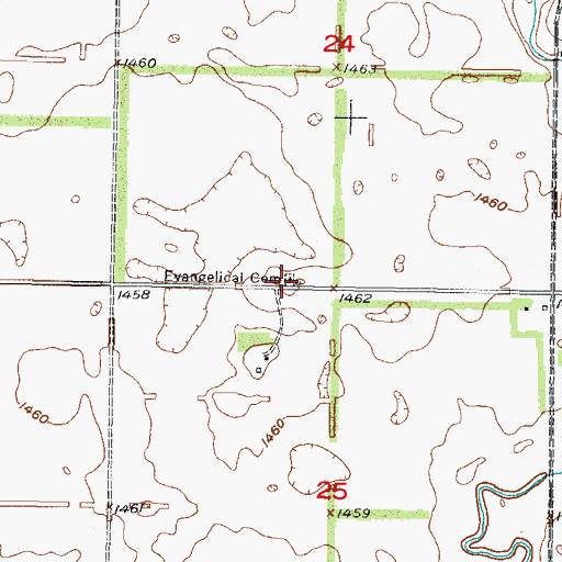 Topographic Map of Evangelical Cemetery, ND
