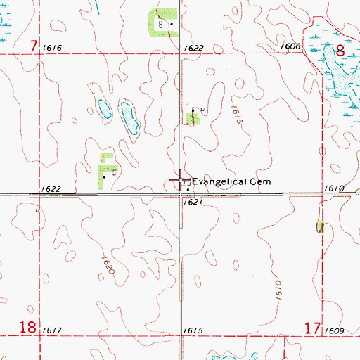 Topographic Map of Salem Evangelical Cemetery, ND
