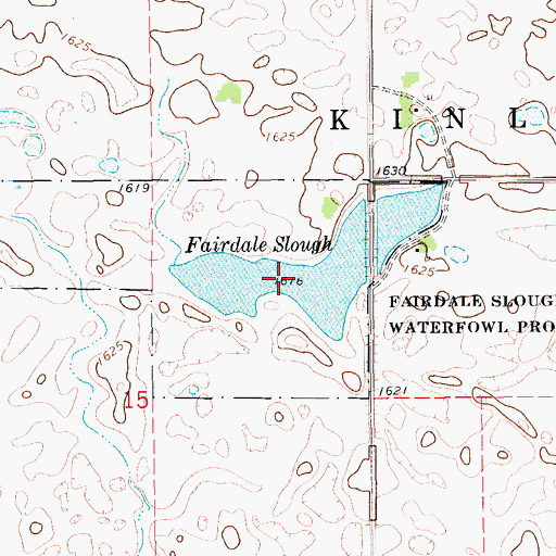 Topographic Map of Fairdale Slough, ND