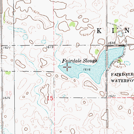 Topographic Map of Fairdale Slough National Waterfowl Production Area, ND