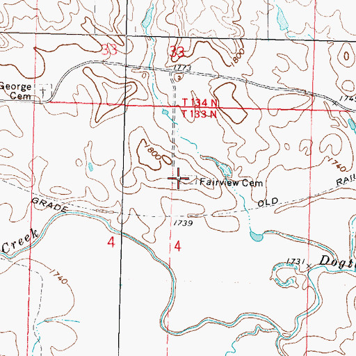 Topographic Map of Fair View Cemetery, ND