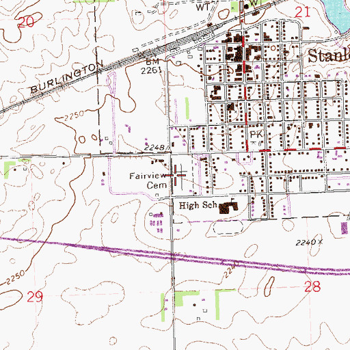 Topographic Map of Fairview Cemetery, ND