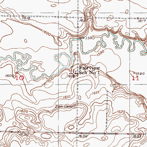 Topographic Map of Fairview School Number 1, ND