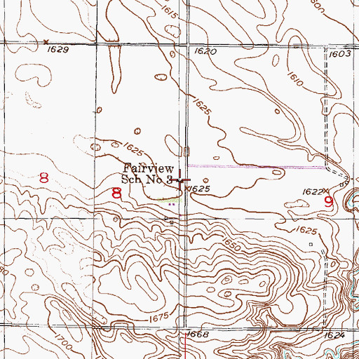Topographic Map of Fairview School Number 3, ND